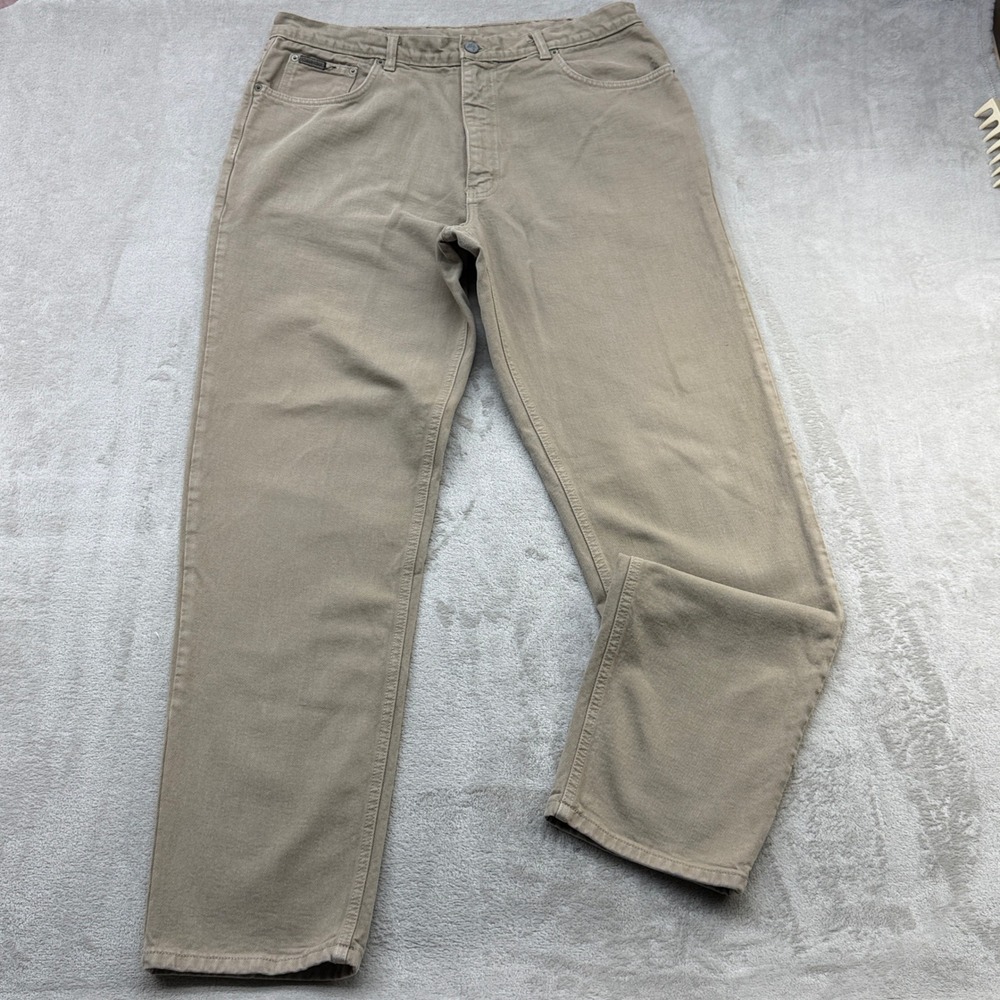 Calvin Klein Easy Fit Jeans Mens 38x32 Khaki Tan Vintage Made in USA Y2K Cream